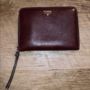 Fossil wallet dark leather brown